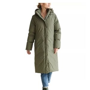 Jenni Kayne Long Olive Green Puffer Coat with Hood